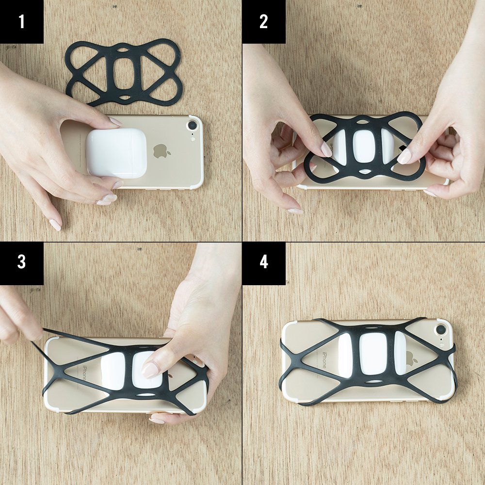 Sinjimoru Silicone Band Holder for Power Bank, X Grip Silicone